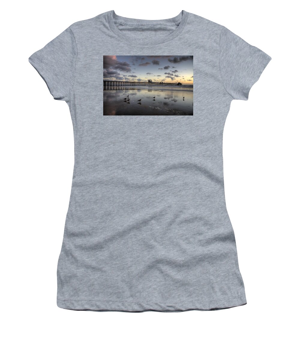 California Women's T-Shirt featuring the photograph Oceanside Pier Birds by Peter Tellone