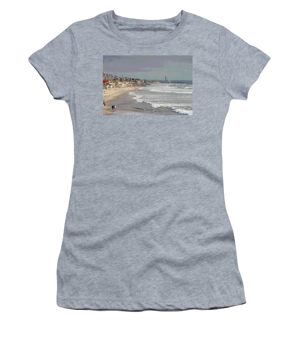 Oceanside South Of Pier Women's T-Shirt featuring the photograph Oceanside South Of Pier by Tom Janca