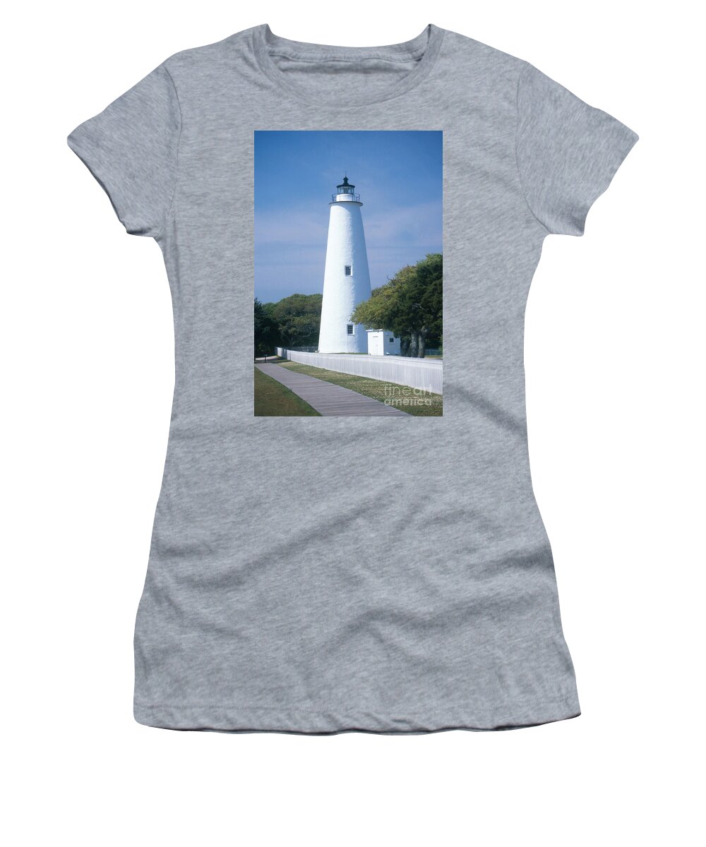 Lighthouse Women's T-Shirt featuring the photograph Ocracoke Lighthouse by Bruce Roberts