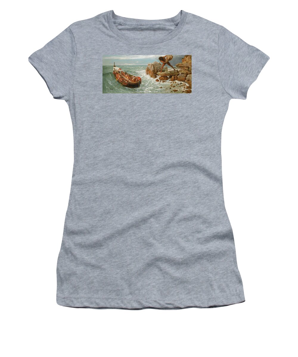 Arnold Boecklin Women's T-Shirt featuring the painting Odysseus and Polyphemus by Arnold Boecklin