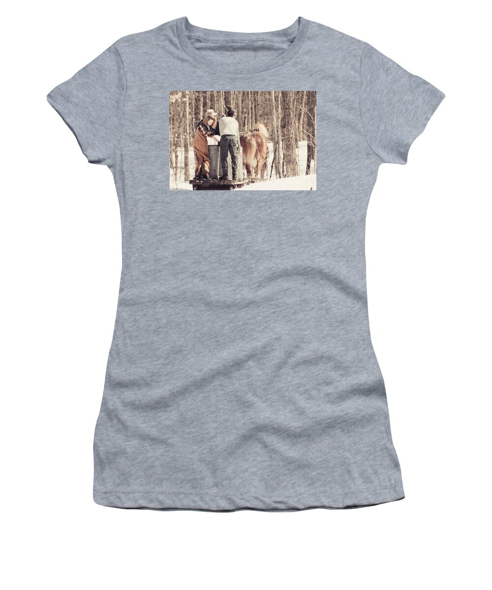 Maple Syrup Women's T-Shirt featuring the photograph Off for more Sap by Cheryl Baxter
