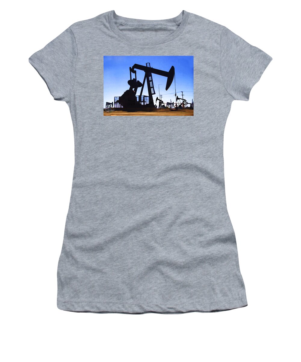 Oil Fields Women's T-Shirt featuring the photograph Oil Fields by Chuck Staley