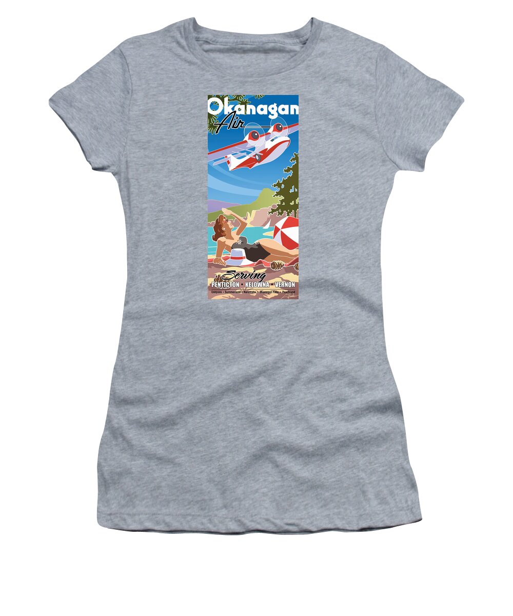 Mid Century Women's T-Shirt featuring the digital art Okanagan Air, Mid Century Fun by Larry Hunter