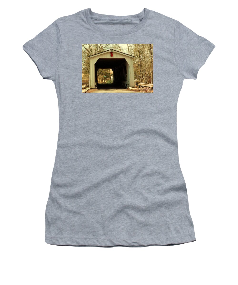 Bridge Women's T-Shirt featuring the photograph Old Covered Bridge by Susan Carella