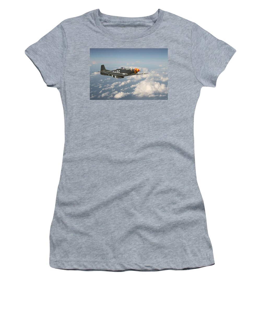 Aircraft Women's T-Shirt featuring the digital art P51 Mustang - 'Old Crow' by Pat Speirs