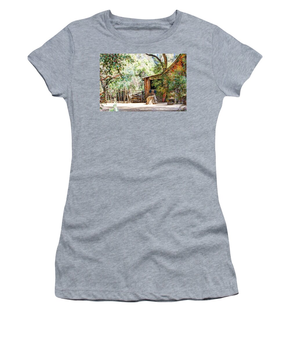Old Farm Building Women's T-Shirt featuring the digital art Old Farm Building by Georgianne Giese