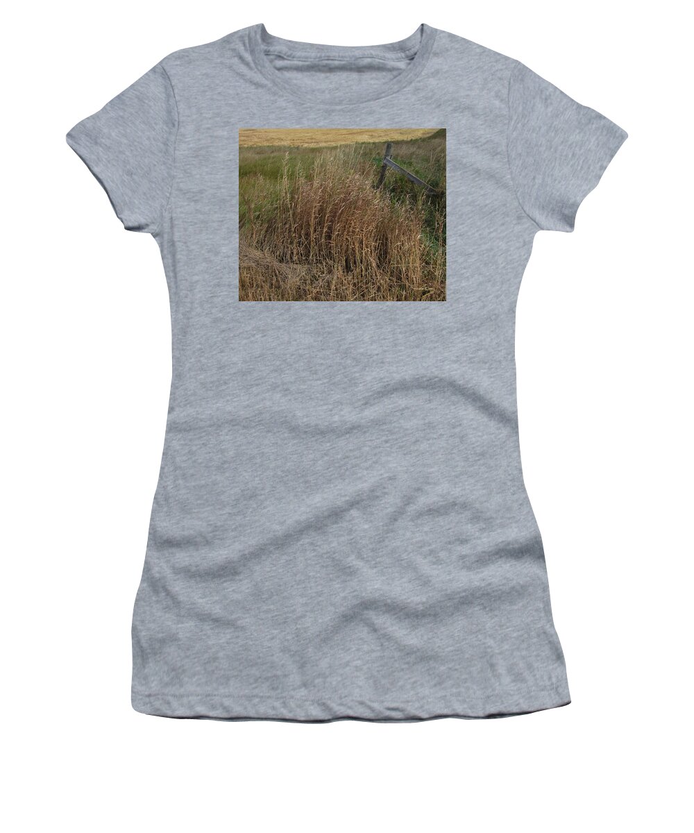 Prairie Women's T-Shirt featuring the photograph Old Fence Line by Donald S Hall