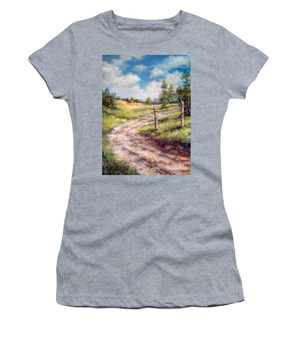 Landscape Women's T-Shirt featuring the painting Old Home Place by Virginia Potter