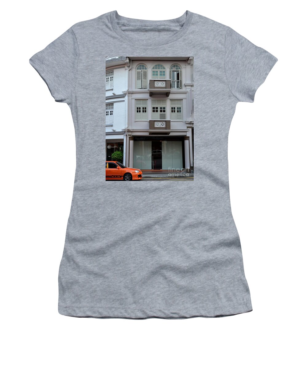 Chinatown Women's T-Shirt featuring the photograph Old house and funky orange car by Imran Ahmed
