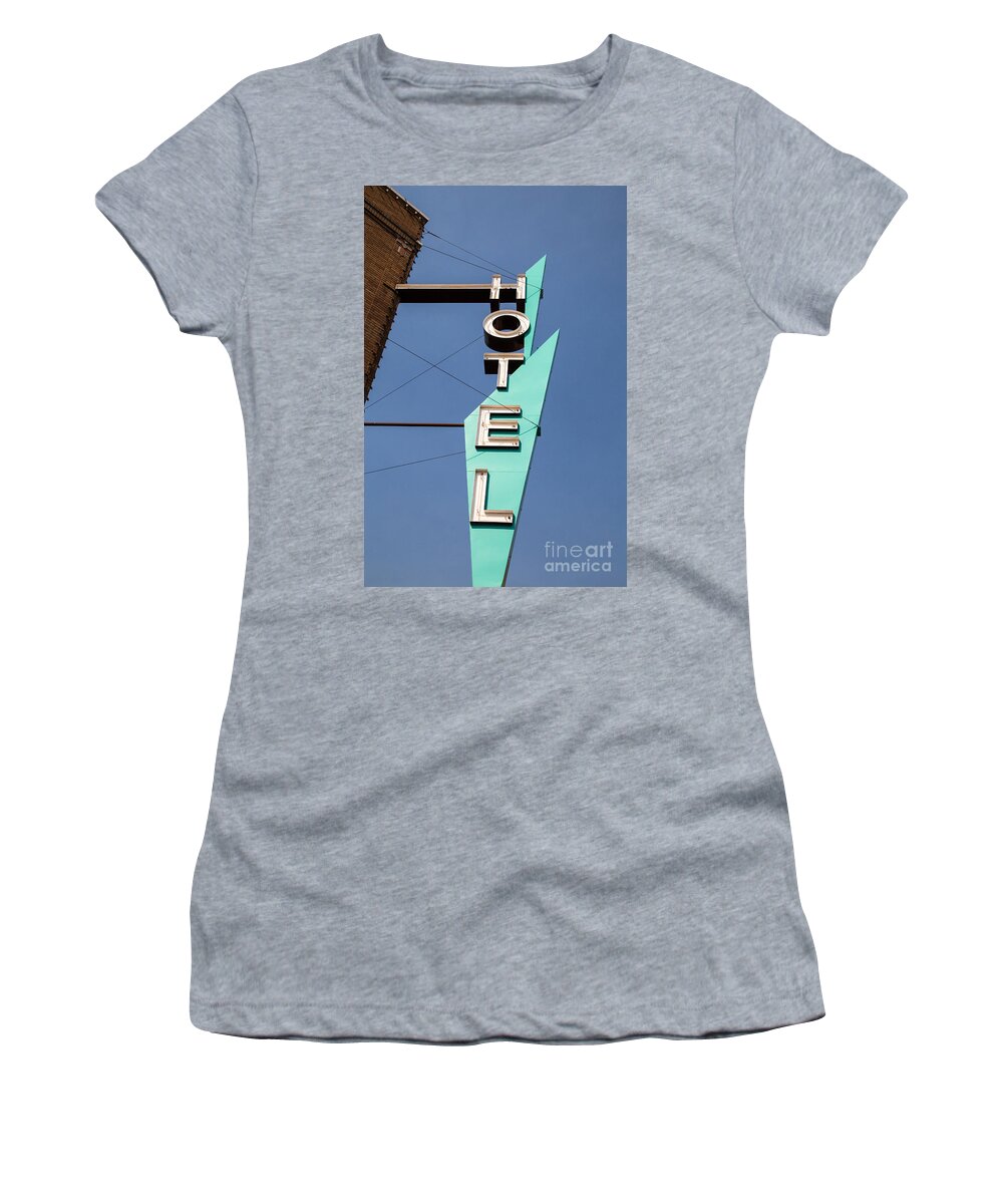 Hotel Women's T-Shirt featuring the photograph Old Neon Hotel Sign by Edward Fielding