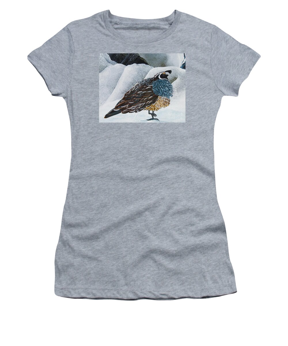 Quail Women's T-Shirt featuring the painting Old Quail by Jennifer Lake