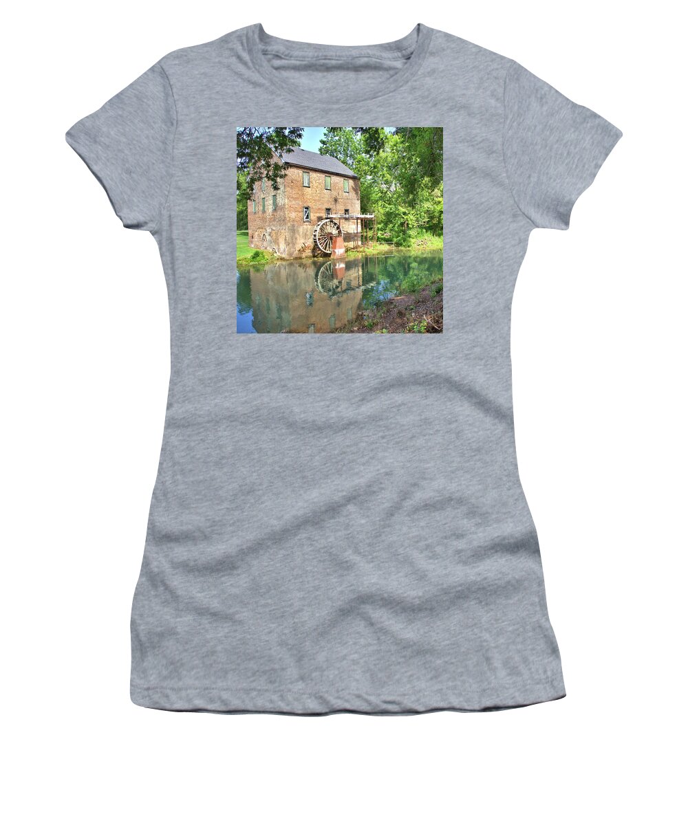 10399 Women's T-Shirt featuring the photograph Barnett's Old Stone Mill - Square by Gordon Elwell