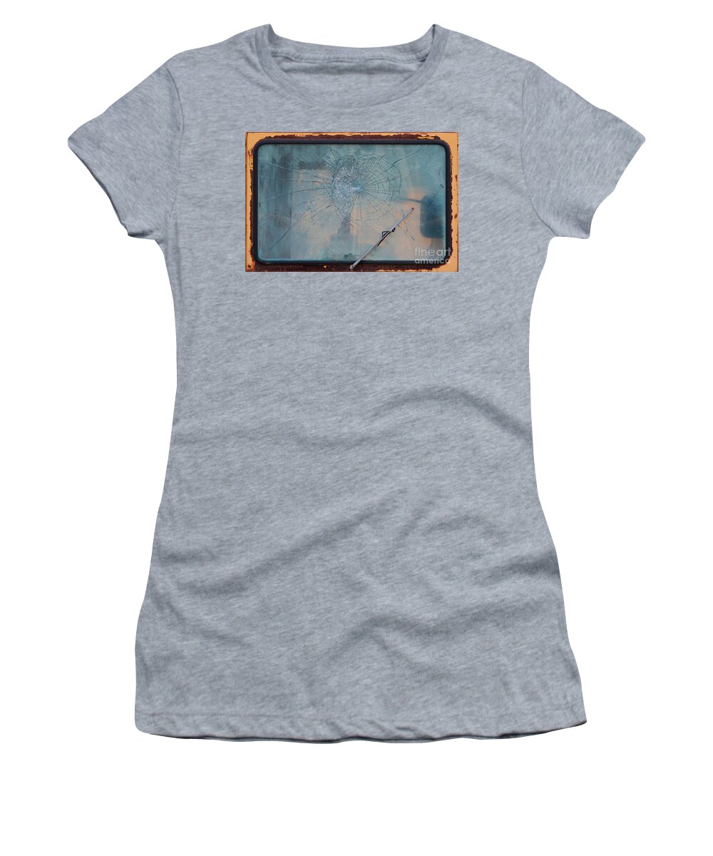 Vintage Women's T-Shirt featuring the photograph Old truck windshield by Les Palenik
