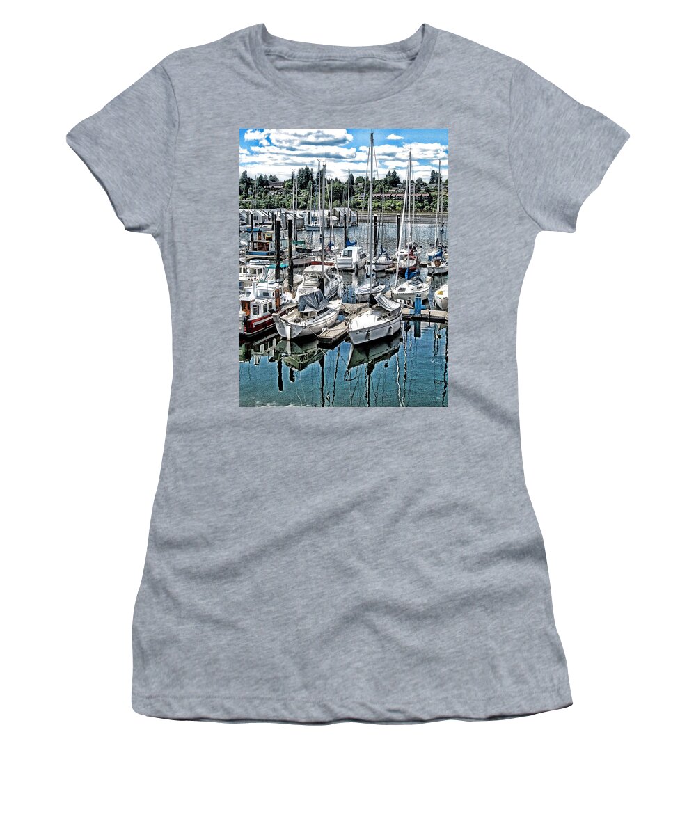 Olympia Harbor Women's T-Shirt featuring the photograph Olympia Harbor by Phyllis Kaltenbach