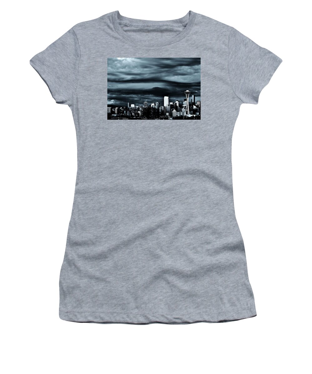 Seattle Women's T-Shirt featuring the photograph Ominous Skyline by Benjamin Yeager