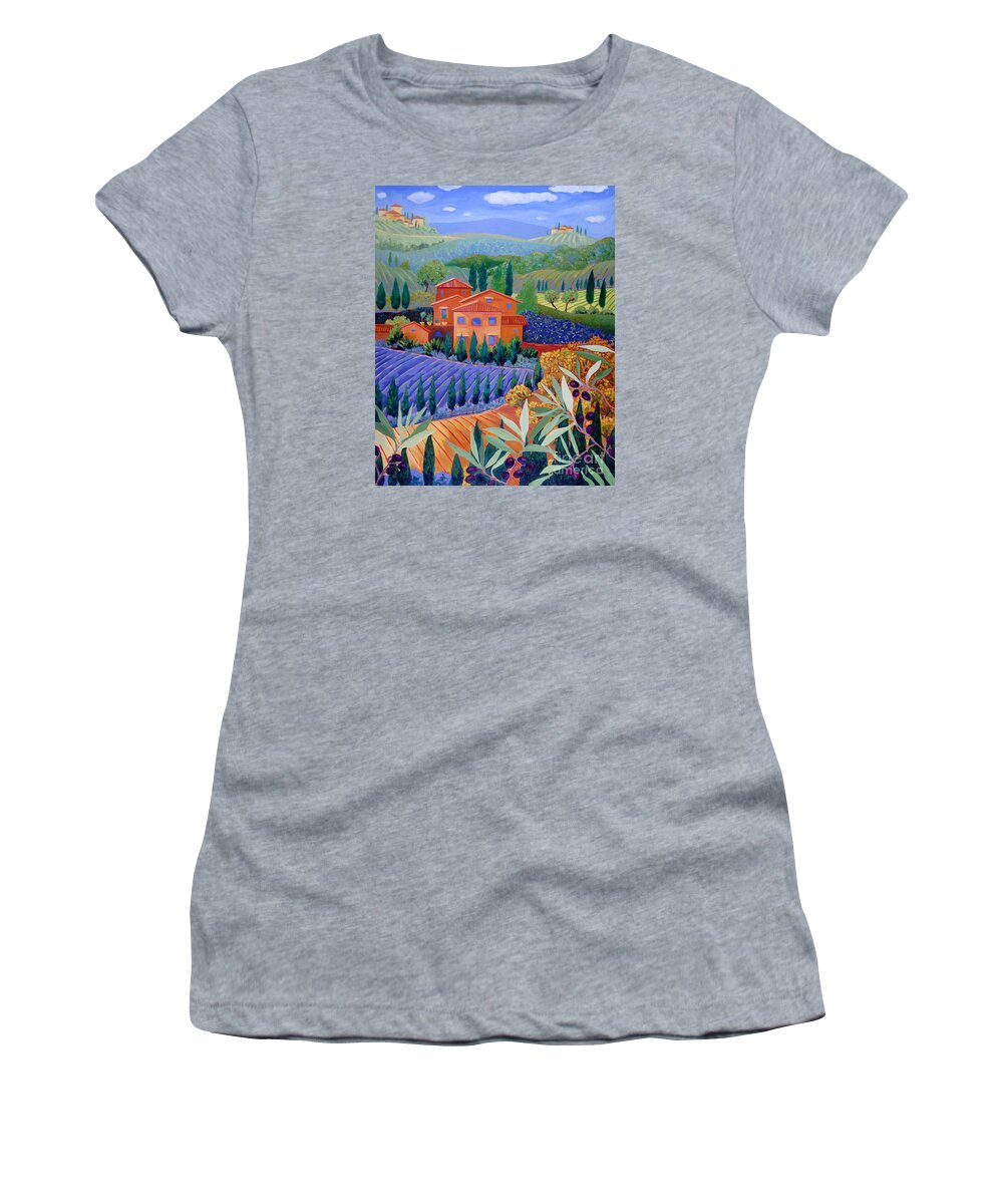 Tuscany Women's T-Shirt featuring the painting On a Hill Above Tuscany by Cathy Carey