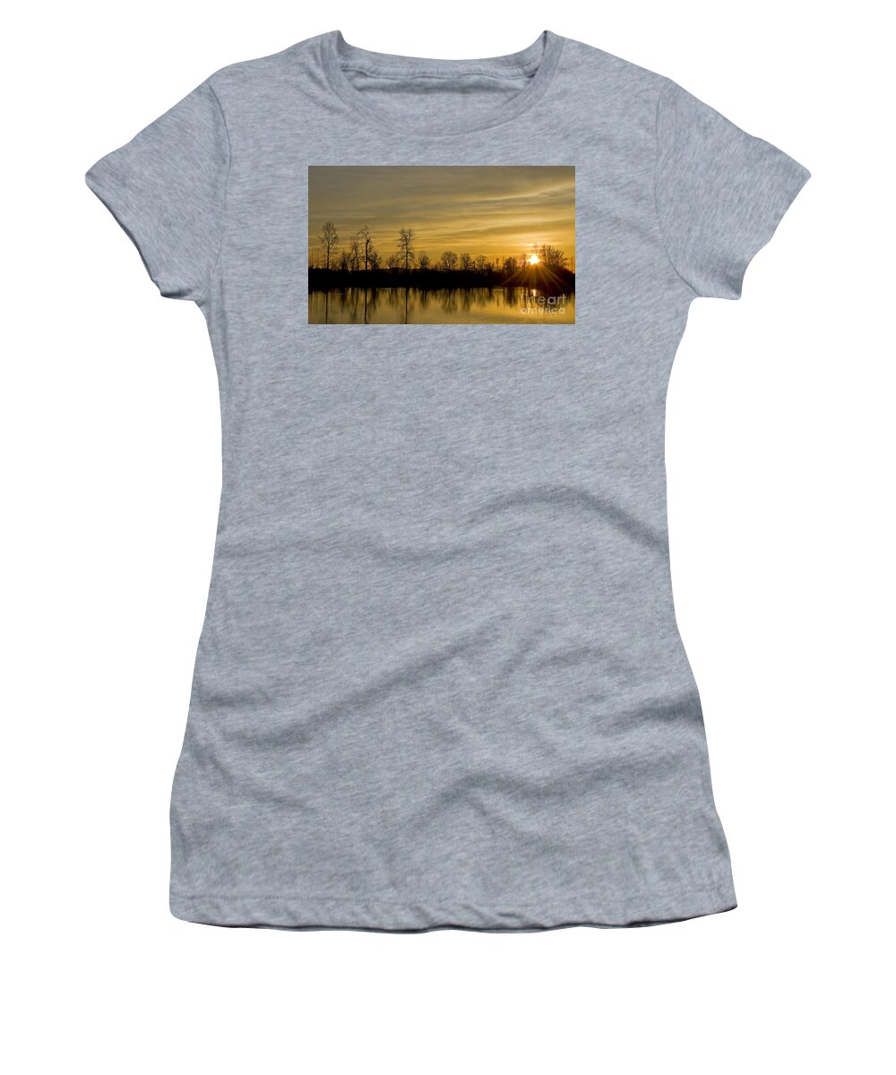 Background Women's T-Shirt featuring the photograph On Golden Pond by Nick Boren
