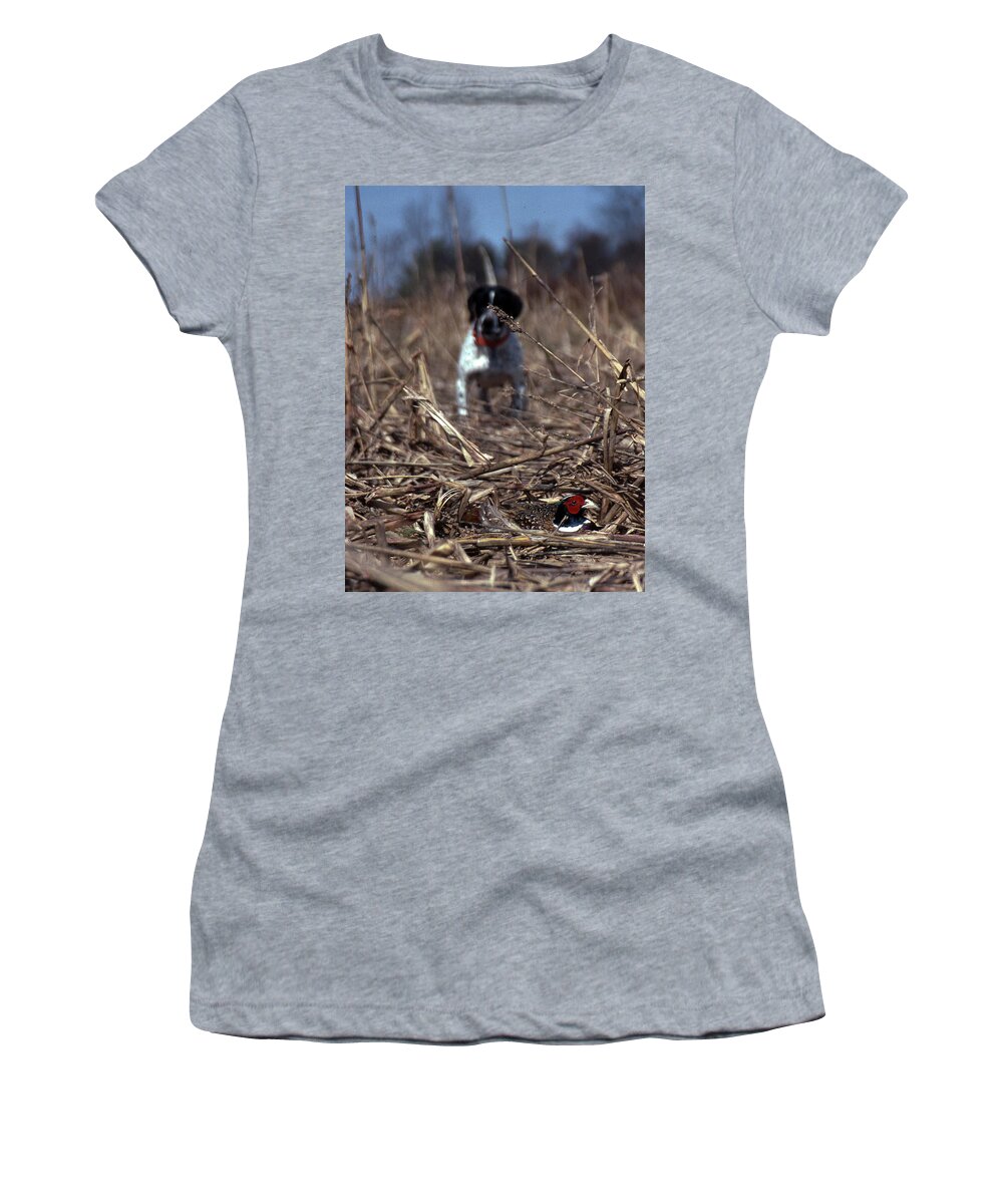 Dog Women's T-Shirt featuring the photograph On Point by Skip Willits