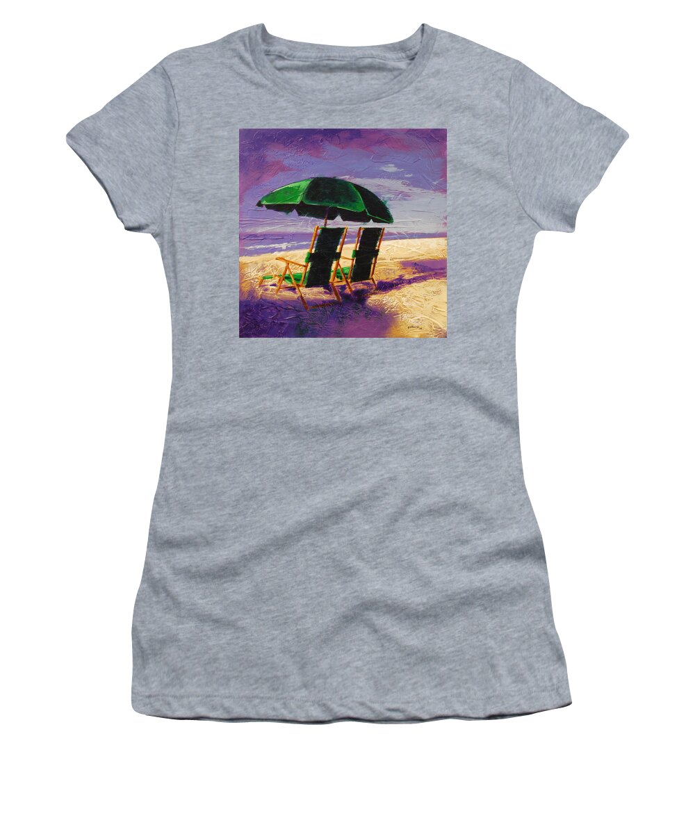 Beach Women's T-Shirt featuring the painting On the Beach by Glenn Pollard
