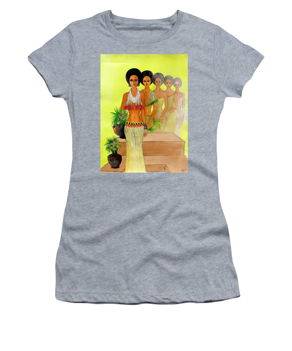 African Paintings Women's T-Shirt featuring the painting One Beauty by Mahlet