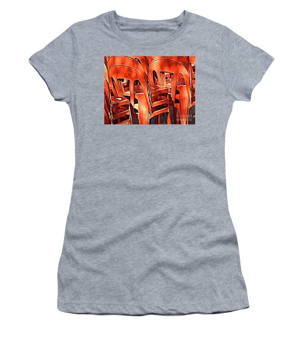 Orange Women's T-Shirt featuring the digital art Orange Chairs by Valerie Reeves
