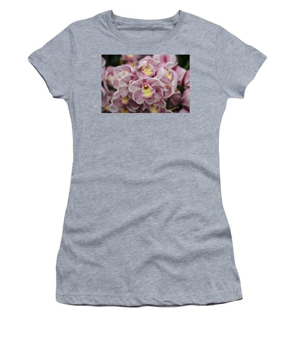 Penny Lisowski Women's T-Shirt featuring the photograph Orchid Bouquet by Penny Lisowski