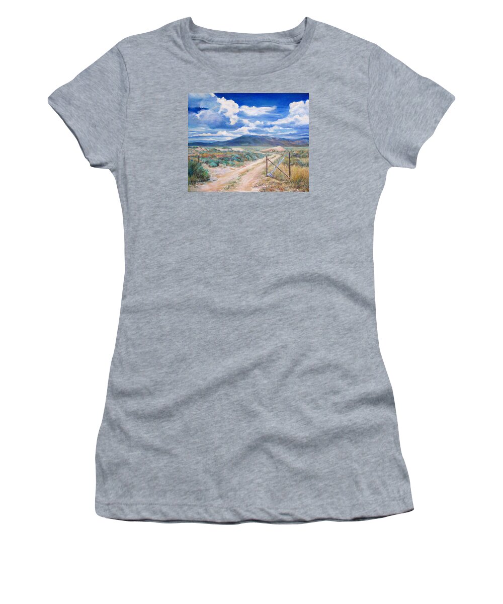 Bnature Women's T-Shirt featuring the painting Osceola Nevada Ghost Town by Donna Tucker