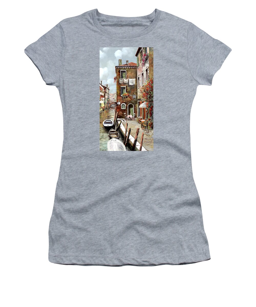 Venice Women's T-Shirt featuring the painting Osteria Sul Canale by Guido Borelli