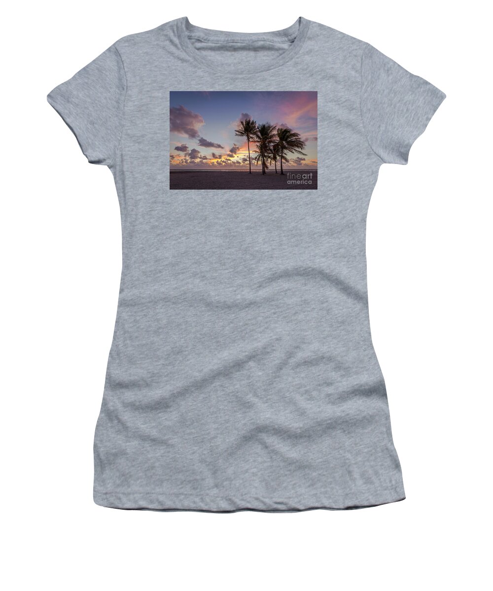 Key Biscayne Women's T-Shirt featuring the photograph Out Of The Sky Came The Lights by Evelina Kremsdorf