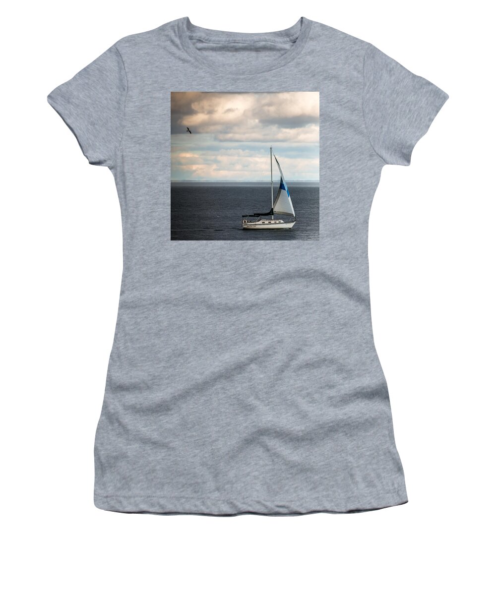 Sail Women's T-Shirt featuring the photograph Out Running The Storm by Paul Freidlund