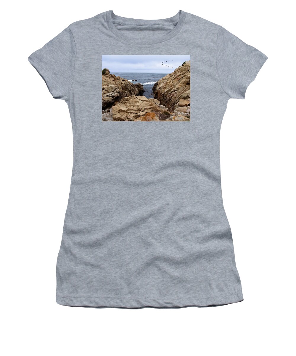 Pebble Beach Women's T-Shirt featuring the photograph Overcast Day At Pebble Beach by Glenn McCarthy Art and Photography