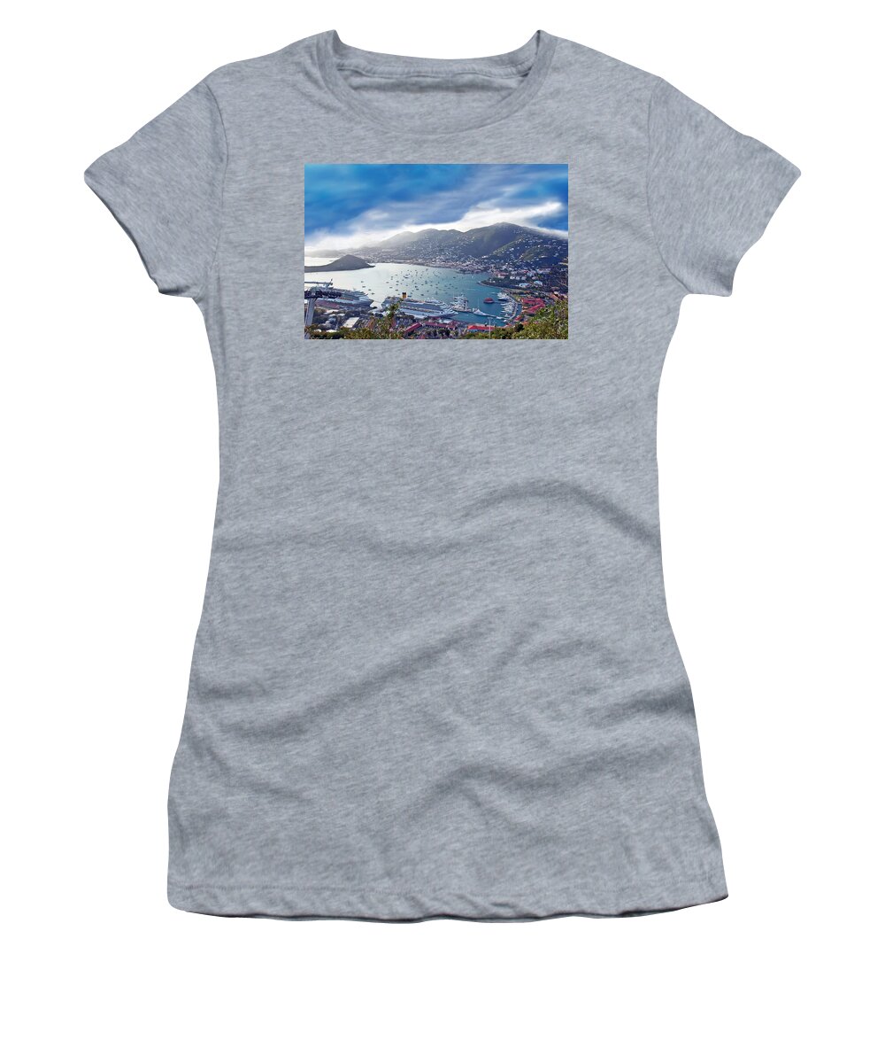 St Thomas Women's T-Shirt featuring the photograph Overlooking the bay by Aimee L Maher ALM GALLERY