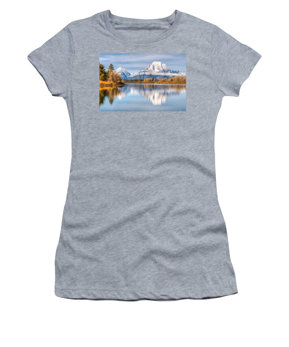 Landscape Women's T-Shirt featuring the photograph Oxbow Bend Reflections 0076 by Kristina Rinell