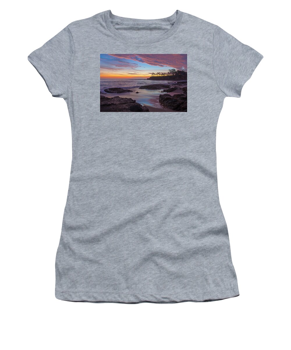 Laguna Beach Women's T-Shirt featuring the photograph Painted Sky Laguna Beach by Cliff Wassmann
