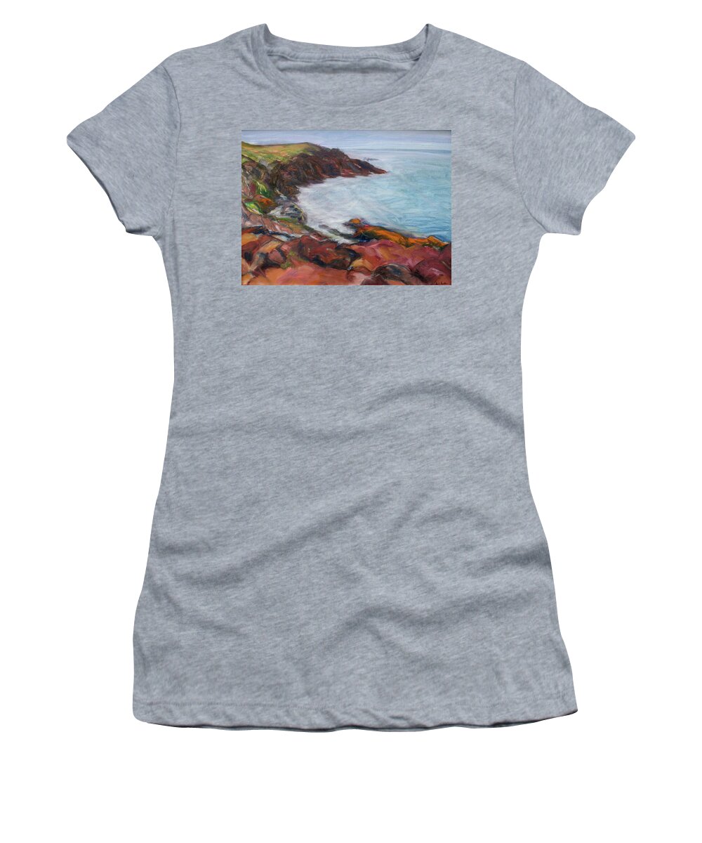Oregon Women's T-Shirt featuring the painting Painterly - Bold Seascape by Quin Sweetman