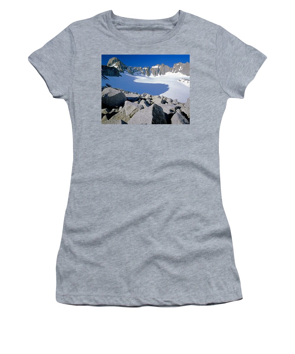Palisade Peaks Women's T-Shirt featuring the photograph 2M6450-Palisade Glacier, CA by Ed Cooper Photography