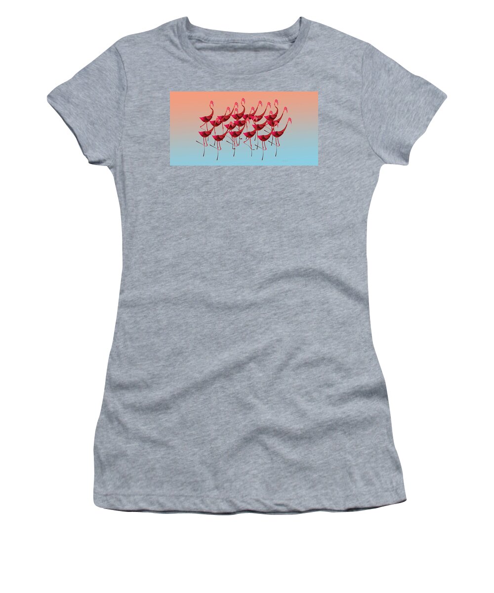 Abstract Women's T-Shirt featuring the digital art Palmingos by Stephanie Grant