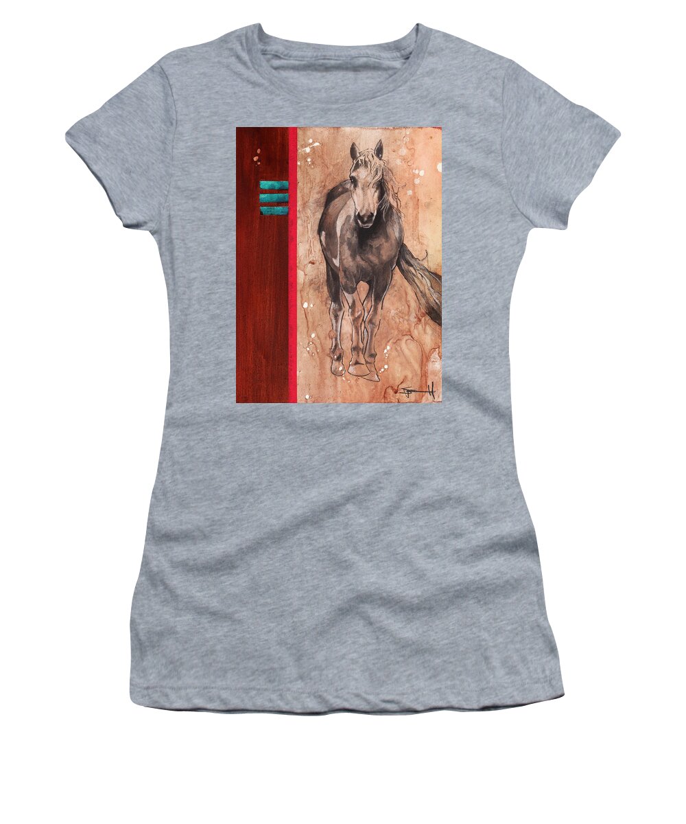 Horse Women's T-Shirt featuring the drawing Palomino by Sean Parnell