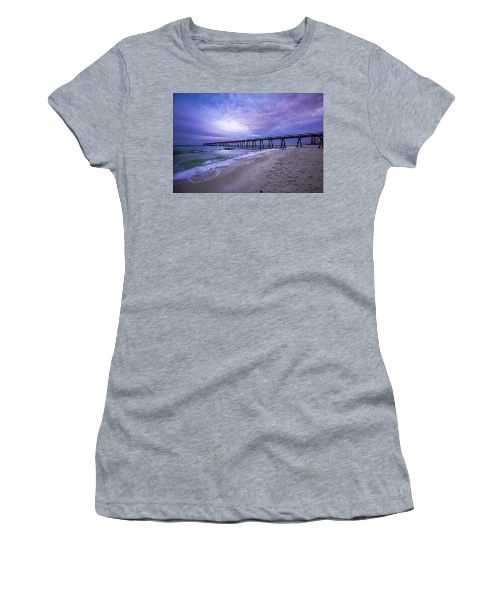 Beach Women's T-Shirt featuring the photograph Panama City Beach Pier in the Morning by David Morefield