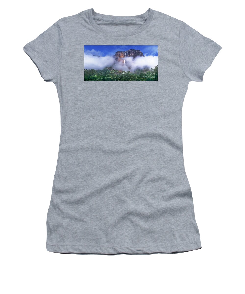 South America Women's T-Shirt featuring the photograph Panorama Angel Falls Canaima National Park Veneziuela by Dave Welling