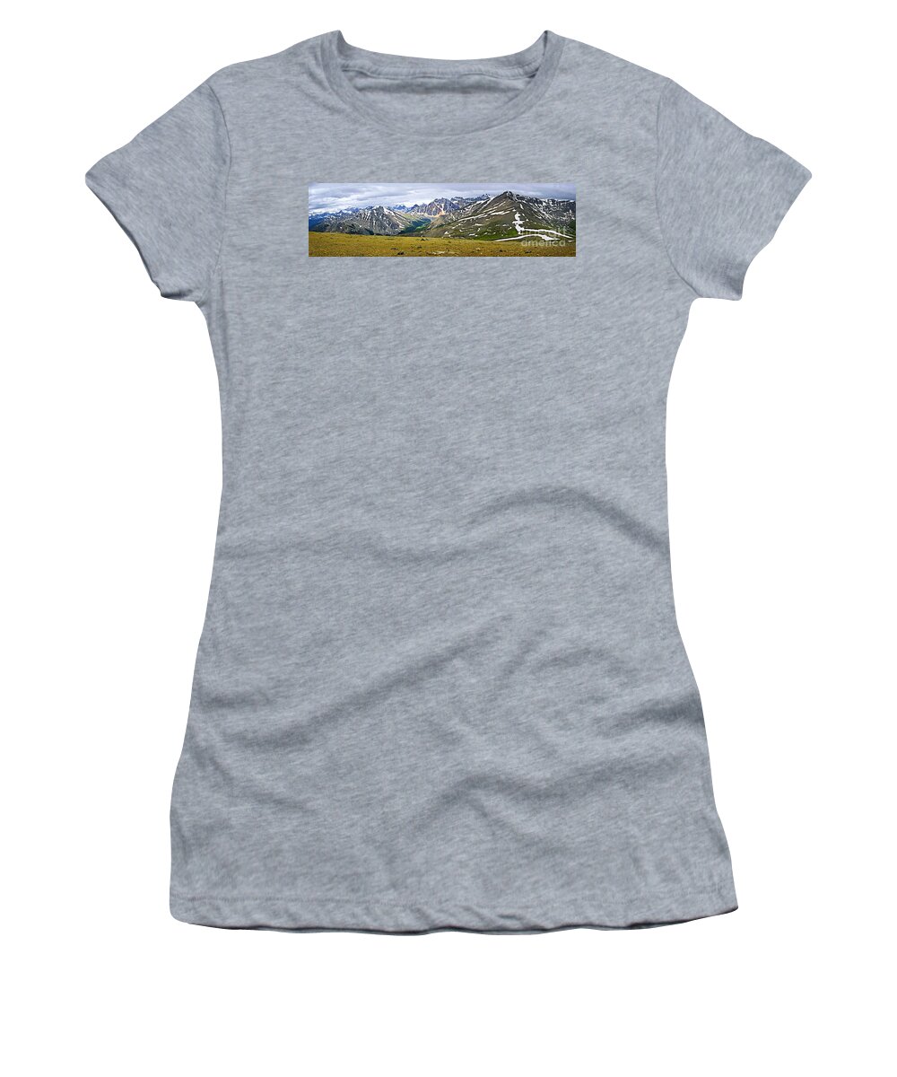 Mountains Women's T-Shirt featuring the photograph Panorama of Rocky Mountains in Jasper National Park by Elena Elisseeva