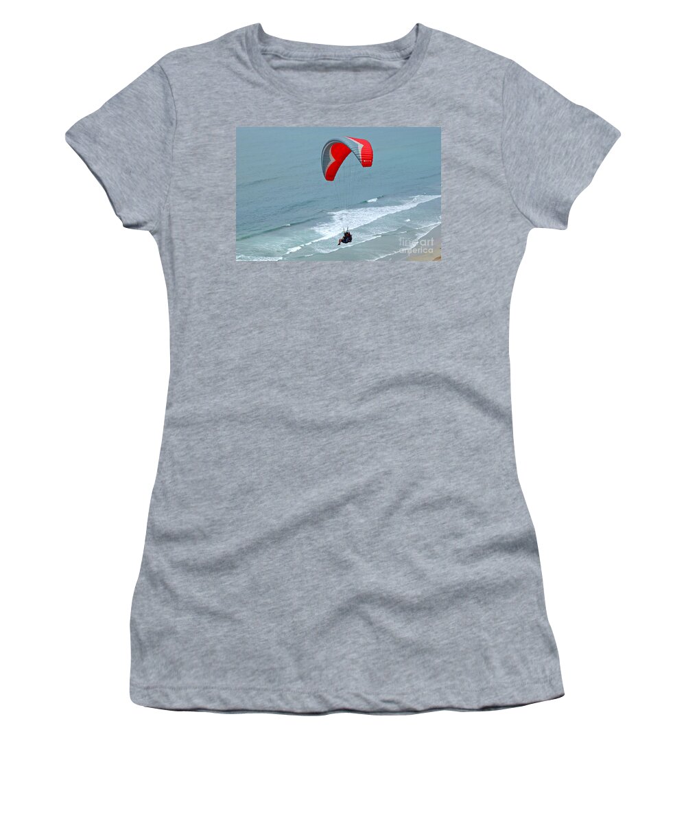 Paraglider Women's T-Shirt featuring the photograph Paragliding at Torrey Pines by Anna Lisa Yoder