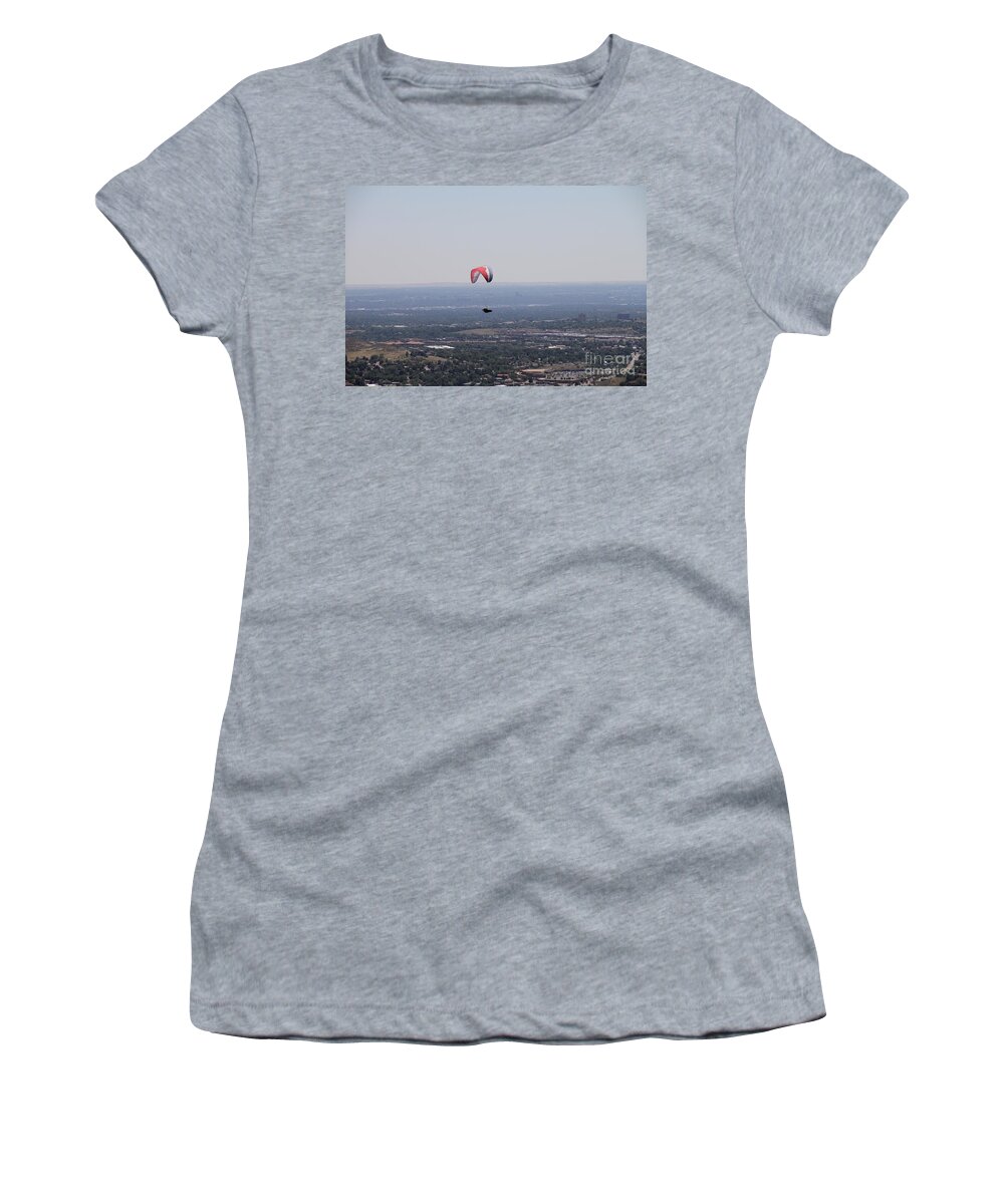 Parachute Women's T-Shirt featuring the photograph Paragliding over Golden by Chris Thomas