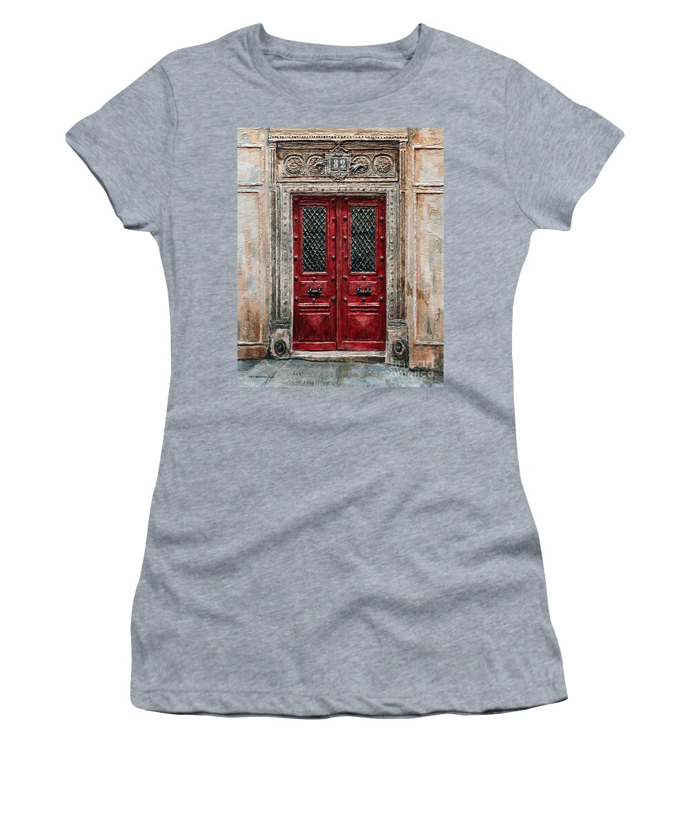 82 Women's T-Shirt featuring the painting Parisian Door No.82 by Joey Agbayani