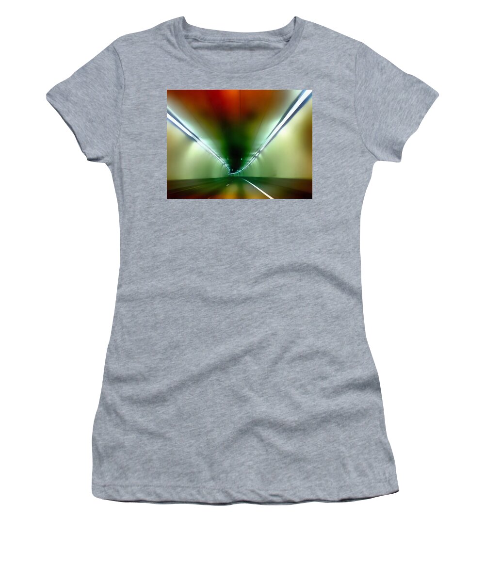 Mountain Tunnel Women's T-Shirt featuring the mixed media Passage Through The Mountain by Angelina Tamez