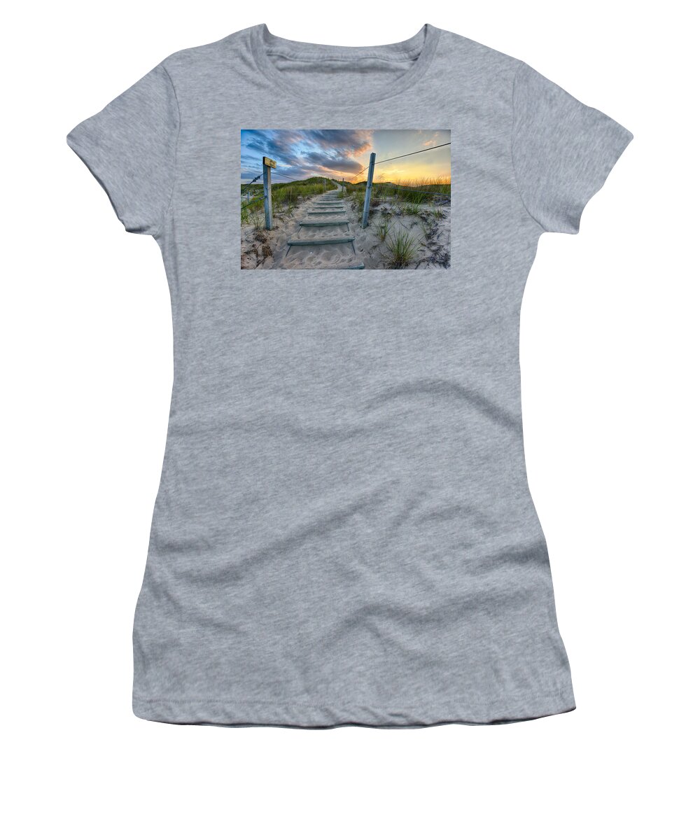 Sleeping Bear Dunes Women's T-Shirt featuring the photograph Path Over The Dunes by Sebastian Musial