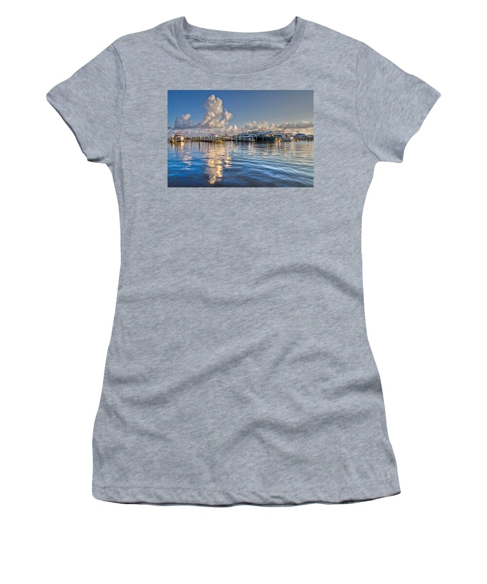 Boats Women's T-Shirt featuring the photograph Peaceful Harbor by Debra and Dave Vanderlaan
