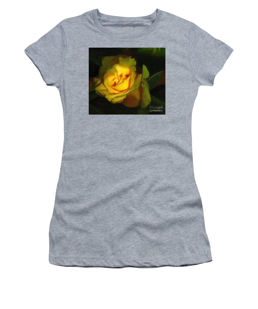 Rose Women's T-Shirt featuring the painting Peachglow by RC DeWinter