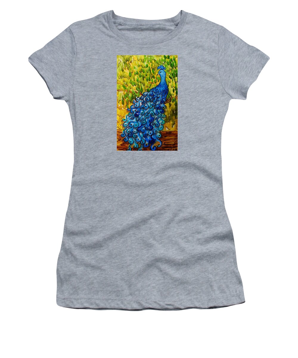 Print Women's T-Shirt featuring the painting Peacock by Katherine Young-Beck