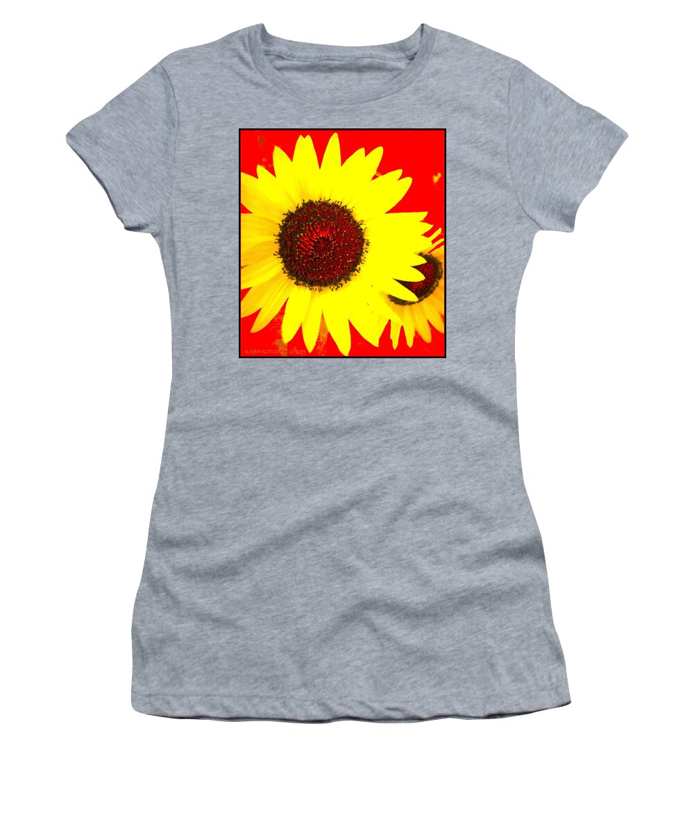 Sunflower Women's T-Shirt featuring the photograph Peek A Boo by Kathy Barney
